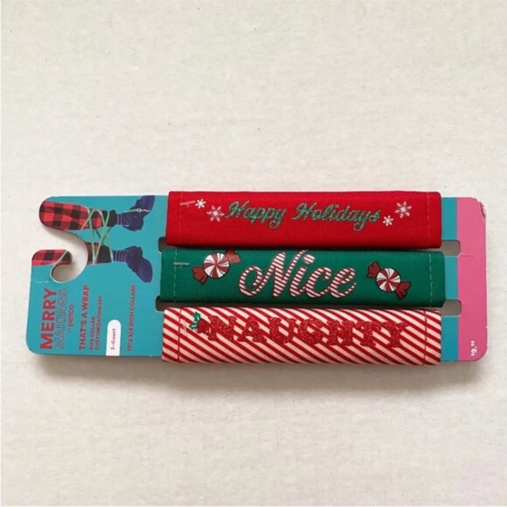 (5) Christmas Dog Collar Customization Set 3 Count Fits 3/4 Inch Collars